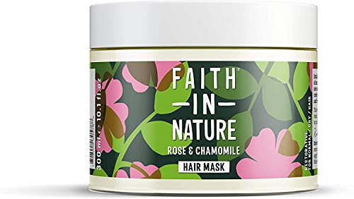 Faith in Nature Natural Wild Rose & Chamomile Hair Mask, Restoring, Vegan & Cruelty Free, Parabens and SLS Free, For Normal to Dry Hair, 300ml