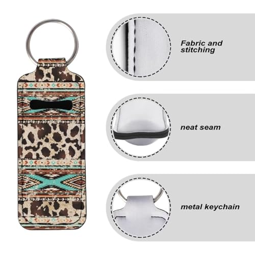 SEANATIVE Ethnic Tribal Lipstick Lip Gloss Lip Balm Chapstick Holder Keychain Lipstick Tube Holder Clip-on Lip Gloss Travel Storage Accessories for Women