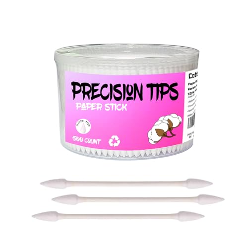 Paper Stick Thick Cotton Swabs with Precision and Flattened Tip 375pcs,Excellent Beauty Tools for Effective Makeup and Personal Care
