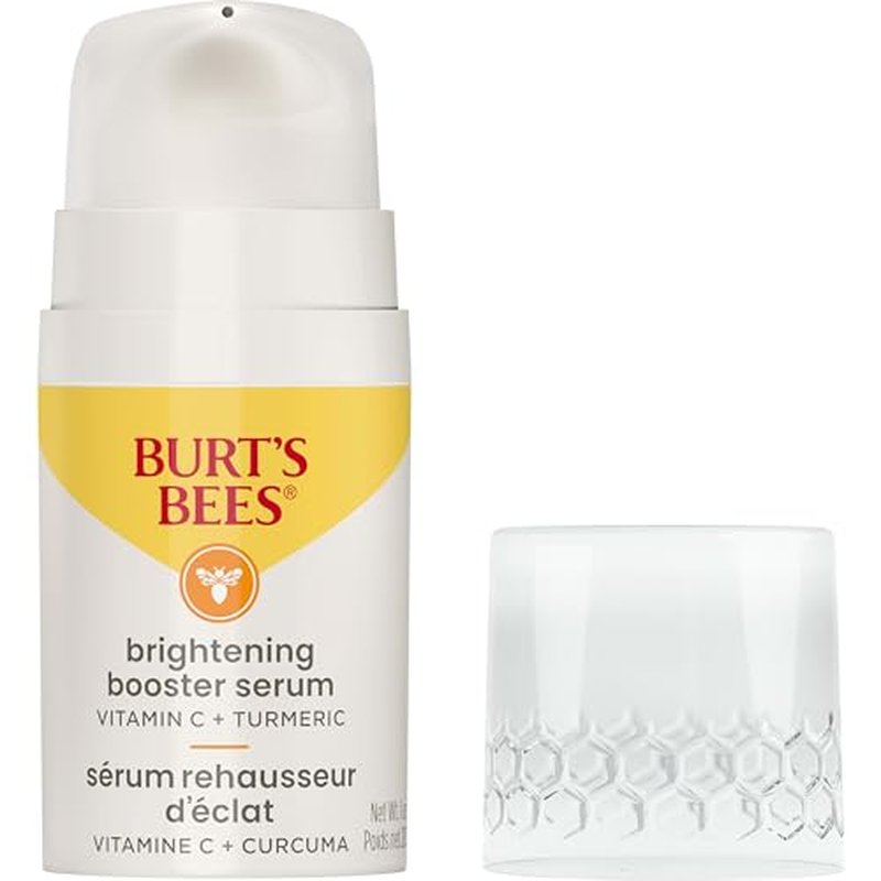 Burt's Bees Stocking Stuffers, Vitamin C Turmeric Face Serum, Brightens Skin & Visibly Reduces Dark Spots, Fine Lines & Wrinkles, Naturally Hydrating, Lightweight - Brightening Booster (1 oz)