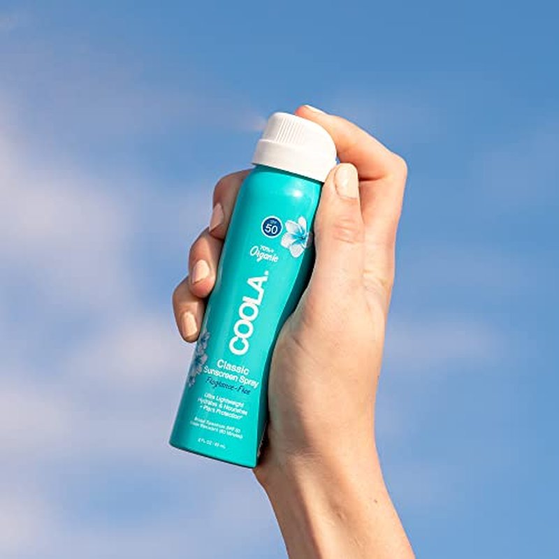 COOLA Organic Sunscreen SPF 50 Sunblock Spray, Dermatologist Tested Skin Care for Daily Protection, Vegan and Gluten Free, Fragrance Free, 2 Fl Oz