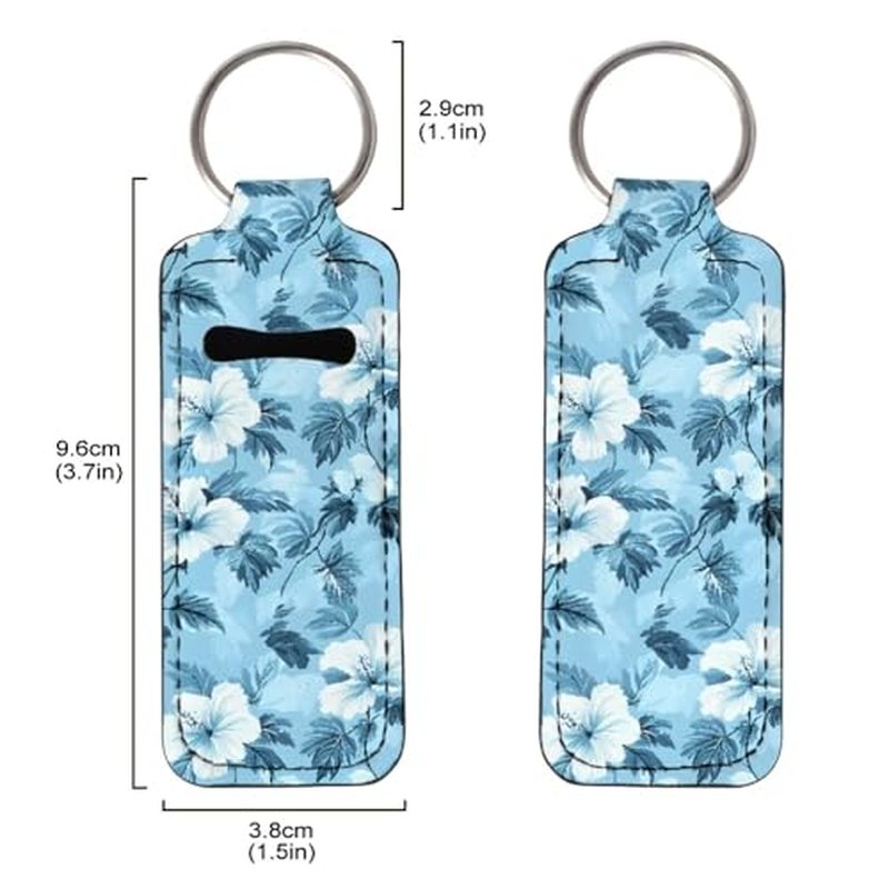 SEANATIVE Tropical Floral 5 Pieces Lipstick Keychain Holder Lip Balm Holder Keychain Clip on Sleeve Chapstick Lip Gloss Holder Colorful Lipstick Pocket Keychain Bag Accessories for Women