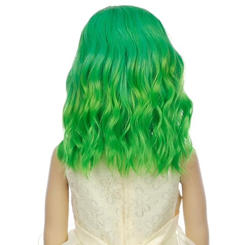 DUDUWIG Kids Green Ombre Wig Children Short Light Green Wavy Curly Bob Wigs Synthetic Hai for Halloween Costume Cosplay
