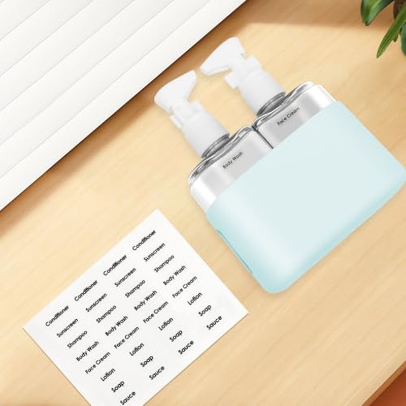 Skycase Travel Bottles, Travel Size Toiletries - Leak Proof Refillable Tsa Approved Travel Bottles, 2 in 1 Travel Containers with Labels Airplane Accessories Kits for Lotion Liquid (Blue)