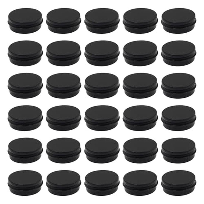 Aluminum Tin Jars Containers,ULIFESTAR Leak Proof Cosmetic Tin Jars Containers,Round Tin Cans with Lids,10PCS Black Cosmetic Sample Refillable Containers for Spice (1.1 ounces 52*20mm/2.04*0.78")