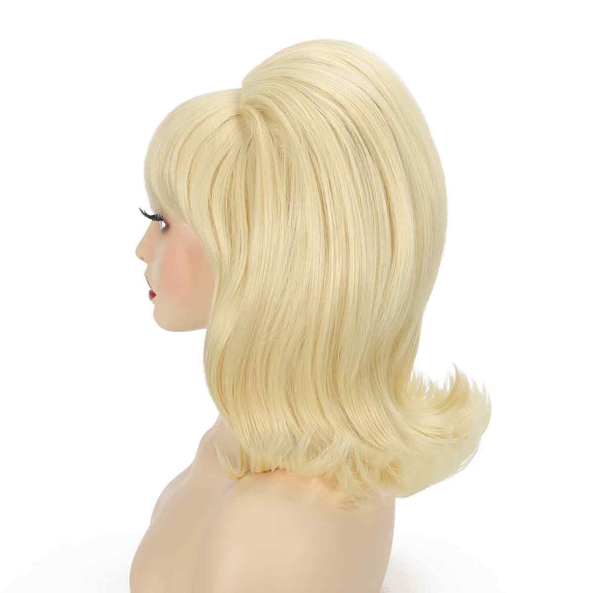 Sabosi Blonde Beehive Wig Women Vintage Retro Wig 50s 60s 70s Wig with Bangs for Women Synthetic Hair for Halloween Costume Party