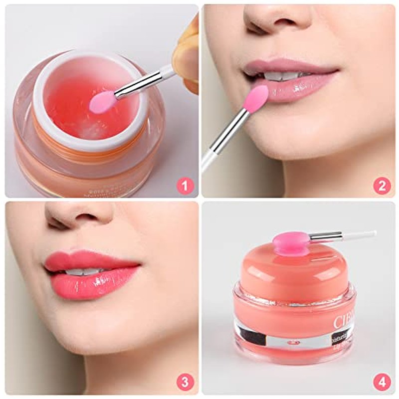 20 Pcs Silicone Lip Brush Covers and Lip Brushes for Lipsticks, Lip Gloss, Lip Balm and Other Cream Makeup Products (Pink, Green)