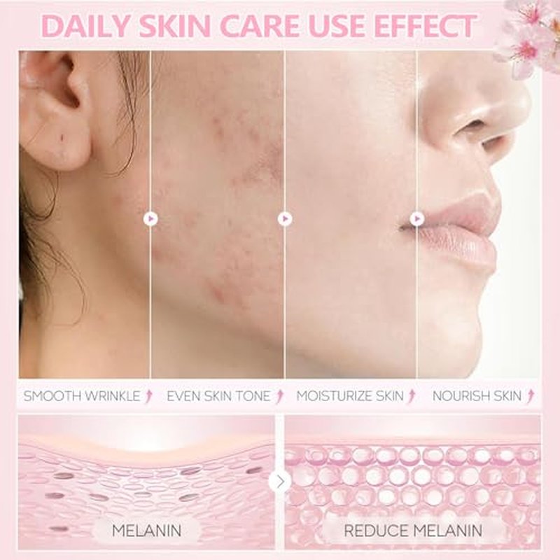 Skin Care Sets for Women/Girls JAPAN SAKURA Beauty Gift Sets Skincare Kit with Cleanser, Serum, Eye Cream, Face Cream Travel Pamper Sets for Women Gifts,Skin Care Sets & Kits