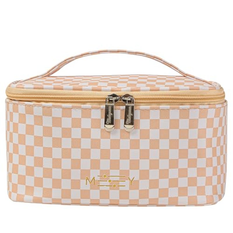 KITENROM Extral Large Makeup Bag Portable Cosmetic Bags for Women Zipper Pouch for Purse Make Up Case with Detachable Divider Toiletry Organization Waterproof Green