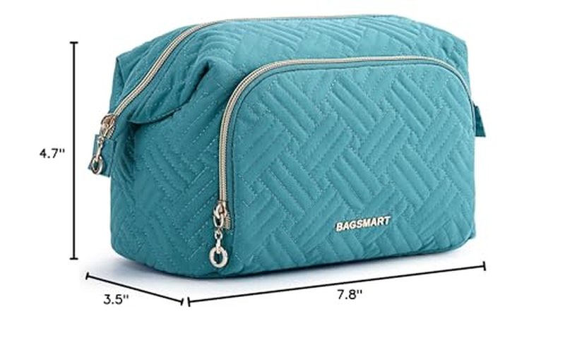 BAGSMART Travel Makeup Bag, Cosmetic Bag Make Up Organizer Case,Large Wide-open Pouch for Women Purse for Toiletries Accessories Brushes Teal
