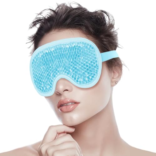 CONBELLA 2PCS Cooling Eye Mask Gel Eye Mask, Reusable Hot Cold Therapy cold eye mask for Post Surgery, Puffiness, Dark Circles, Eye Bags, Dry Eyes, Migraines with Soft Plush Backing (Heart+Snowflake)