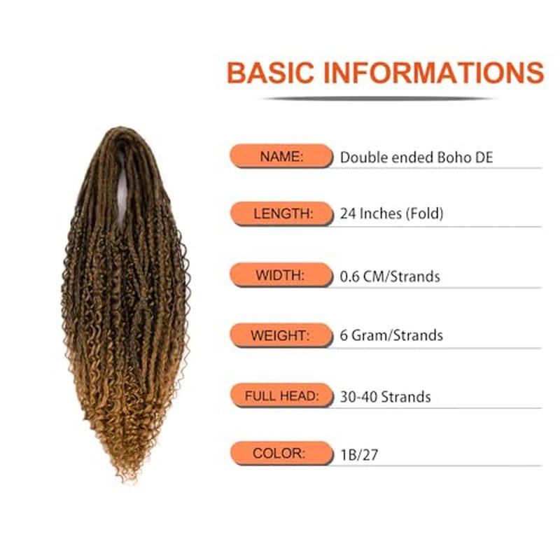Double Ended Dreadlock Extensions 0.6CM Diameter Synthetic Hair 24Inch 20Strands Reggae Braids Hip-hop Style(Double Ended 20trands,LAVS)
