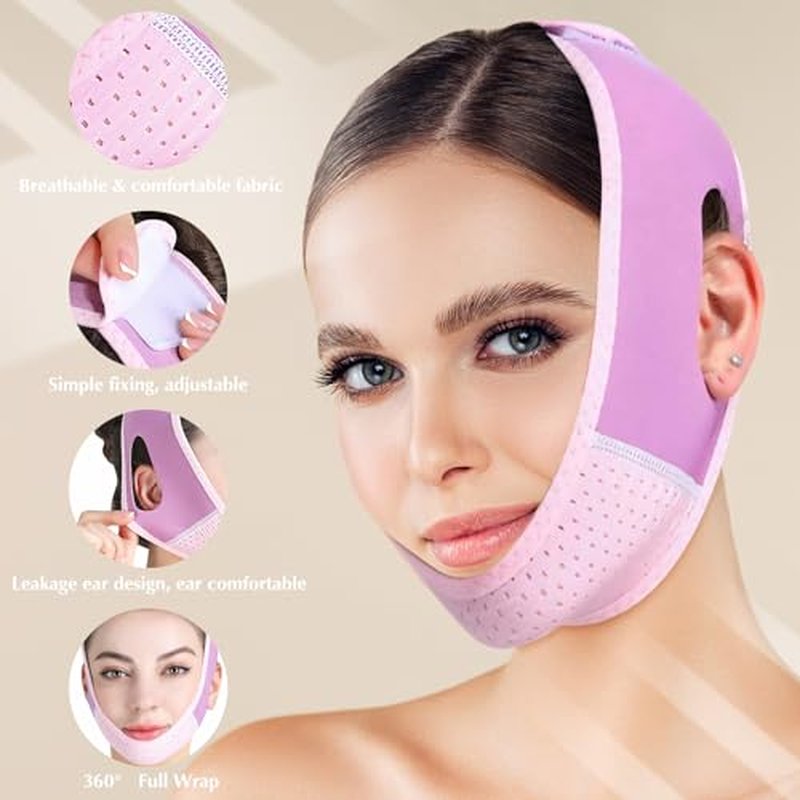 Beiskll Reusable V Line Lifting Mask with Chin Strap, V Shaped Face Mask for Sagging, Jaw Exerciser (Black)