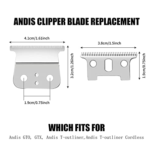 Replacement Blades Compatible with Andis T Outliners, GTX Trimmer Hair Clipper T Outliners Blade (sliver steel T blade + sliver steel blade),1 PACK