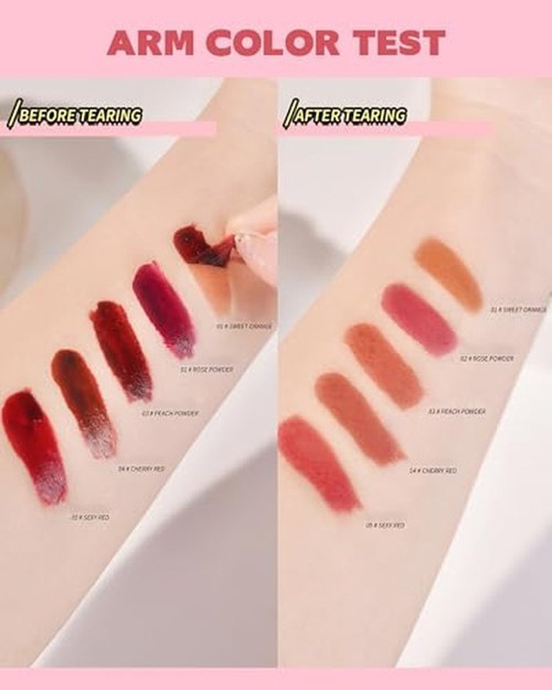 3 Colors Long-Lasting Peel Off Lip Stain, Tattoo Tinted Lip Gloss Peel Off with Matte Finish, Waterproof, Transfer-proof, Highly Pigmented Peel Off Lipstick Plump Lip Makeup Gift for Women-01+03+04