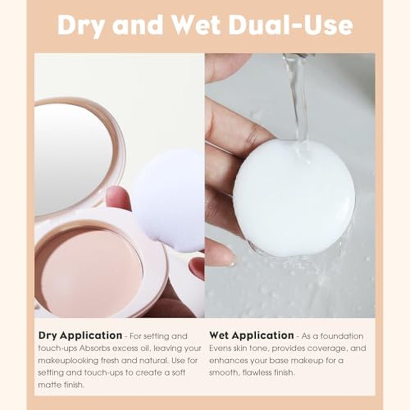 UCANBE 2-in-1 Pressed Face Powder & Foundation Makeup, Matte Oil Control Flawless Setting Powder, Korean Makeup,Waterproof Long Lasting Finishing Powder (Fair)