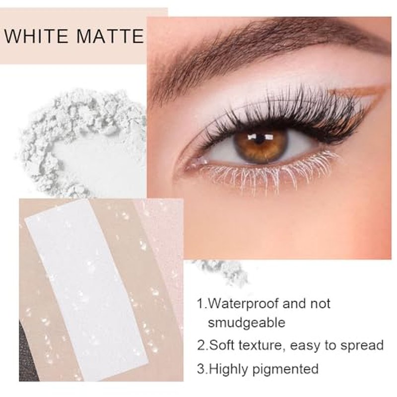 HHLTOH Eyeshadow Single Matte, High-Pigment Monochrome Eye Shadow Pressed Powder, Everyday Velvety Silky Eye Makeup Looks, Professional Long-Lasting Waterproof Single Eyeshadow Palette, White 02