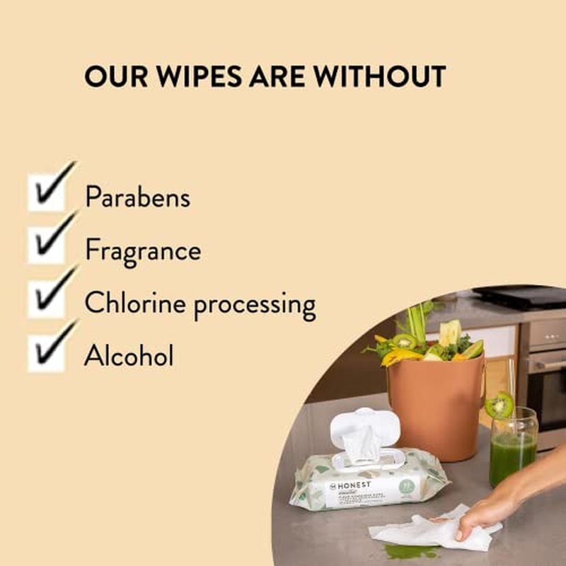 The Honest Company Clean Conscious Unscented Wipes | Over 99% Water, Compostable, Plant-Based, Baby Wipes | Hypoallergenic for Sensitive Skin, EWG Verified | Sunburst, 864 Count