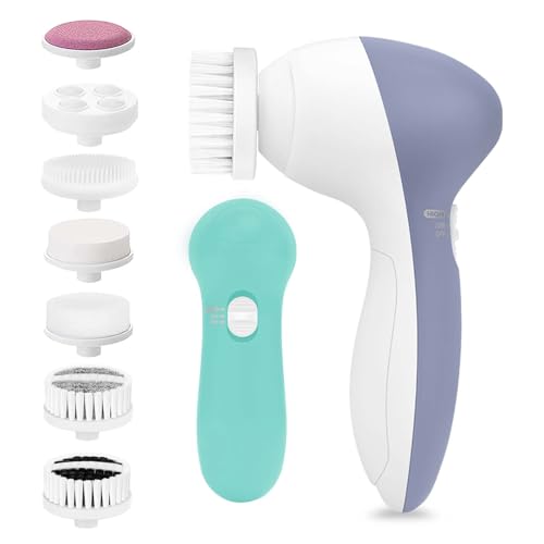 Facial Cleansing Brush Face Scrubber: CLSEVXY Electric Face Spin Cleanser Brushes with 6 Brush Heads for Deep Cleansing, Gentle Exfoliating, Removing Blackhead, Massaging
