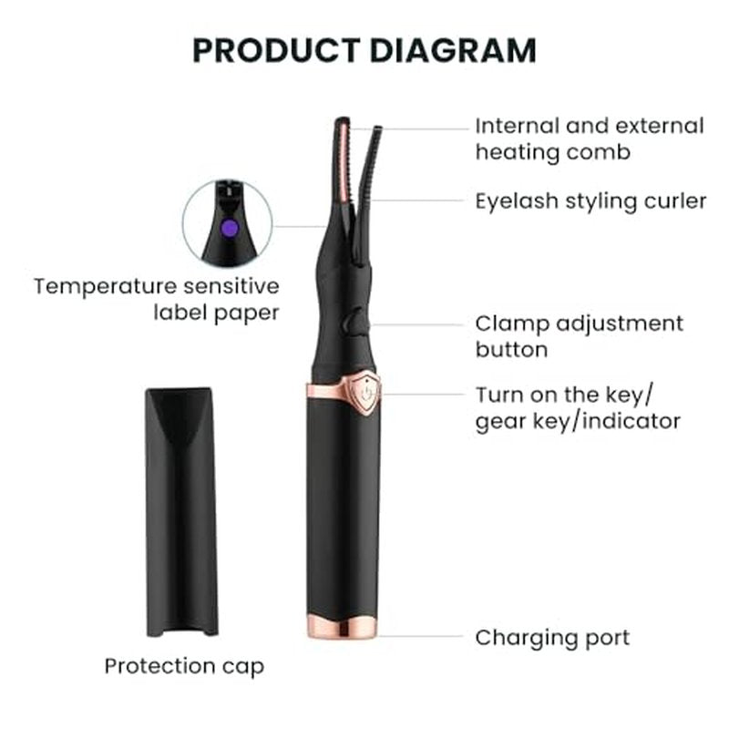 Electric Eyelash Curler for Instant Glam,2025 Upgrade Heated Eyelash Curler for Women,Mini Electric Eye Lash Curler with 3 Heat Modes,Fast Heat up in 8s Finalize Eyelash Holder Tool (Black/1pcs)