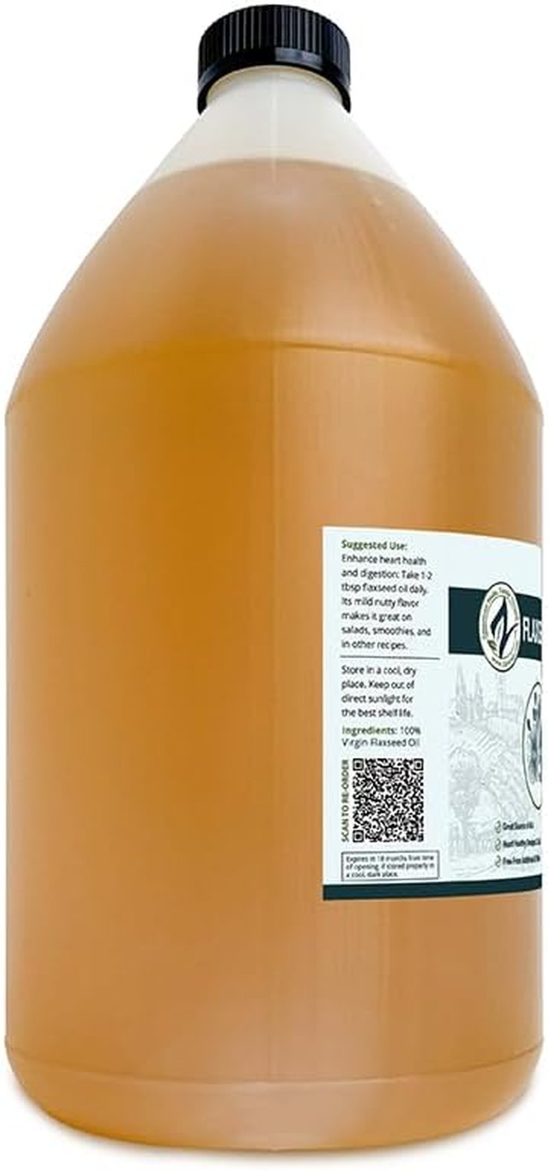Zatural Cold Pressed Flaxseed Oil - 100% Pure Vegan Omega-3 ALA | Ideal for Salads, Smoothies & Skincare (1 Gallon)