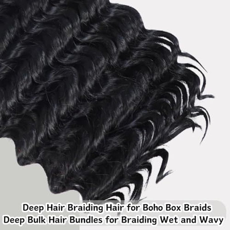 Deep Wave Bulk Hair For Braiding Hair 18inch 150g No Weft Wet And Wavy Quality Synthetic Hair Braiding Extensions For Boho Braids（2 Bundles/Pack 613#）