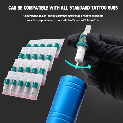 MO MOLONG Tattoo Cartridge Needles 20Pcs Professional MO Cartridges Membrane Tattoo Cartridges with Finger Ledge Round Liner 9 Diameter 0.35mm (1209RL)