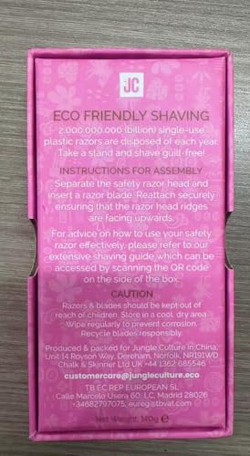 JUNGLE CULTURE Hot Pink Safety Razor for Women & Men • Reusable Razor with 10 Double Edge Razor Blades • One Blade Razors for Women for Body & Face • Metal Razors • US/UK Company