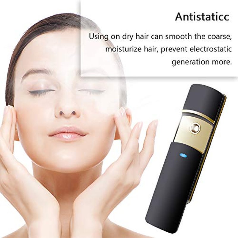 ZLiME Nano Face Steamers Facial Spa Hair Steamer Mist Spray Deep Cleaning Moisturizing Hydration USB Charging Charge for Woman Man (Black)