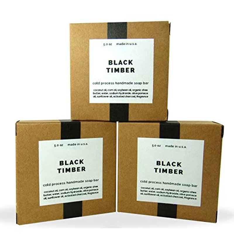 Missamé Cold Processed Handmade Soaps in Unisex Fragrances, 3 Pack Full Size Bars, Made in USA (Black Timber)