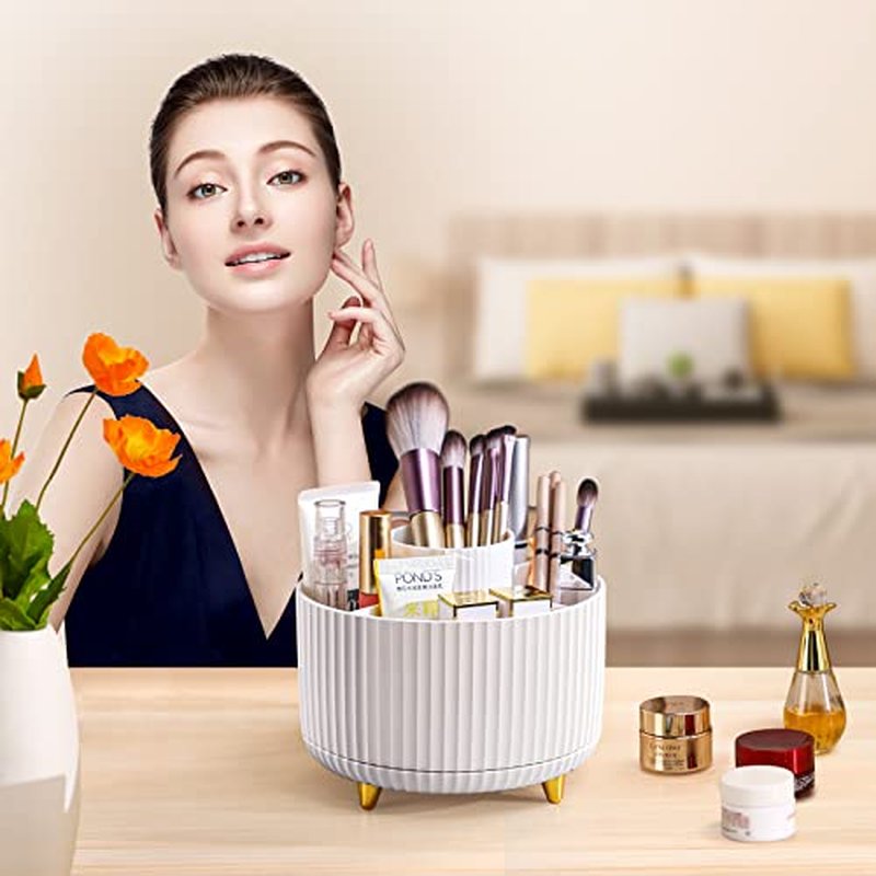 funest Makeup Perfume Organizer, 360 Degree Rotating Lazy Susan Cosmetic Desk Storage Lotions Display Case Round Tray with Large Capacity, for Your Jewelry
