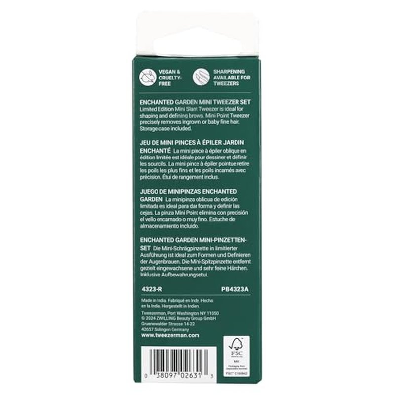 Tweezerman Enchanted Garden Mini Tweezer Set - Eyebrow Tweezers for Women and Men