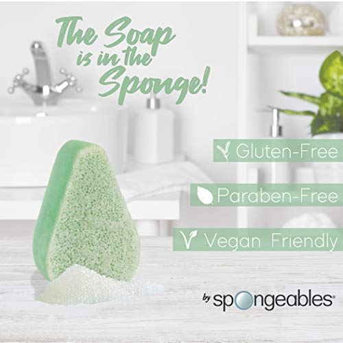 Spongeables Anti Cellulite Body Wash in a 20+ Wash Sponge, Fresh Aloe, 3 Count