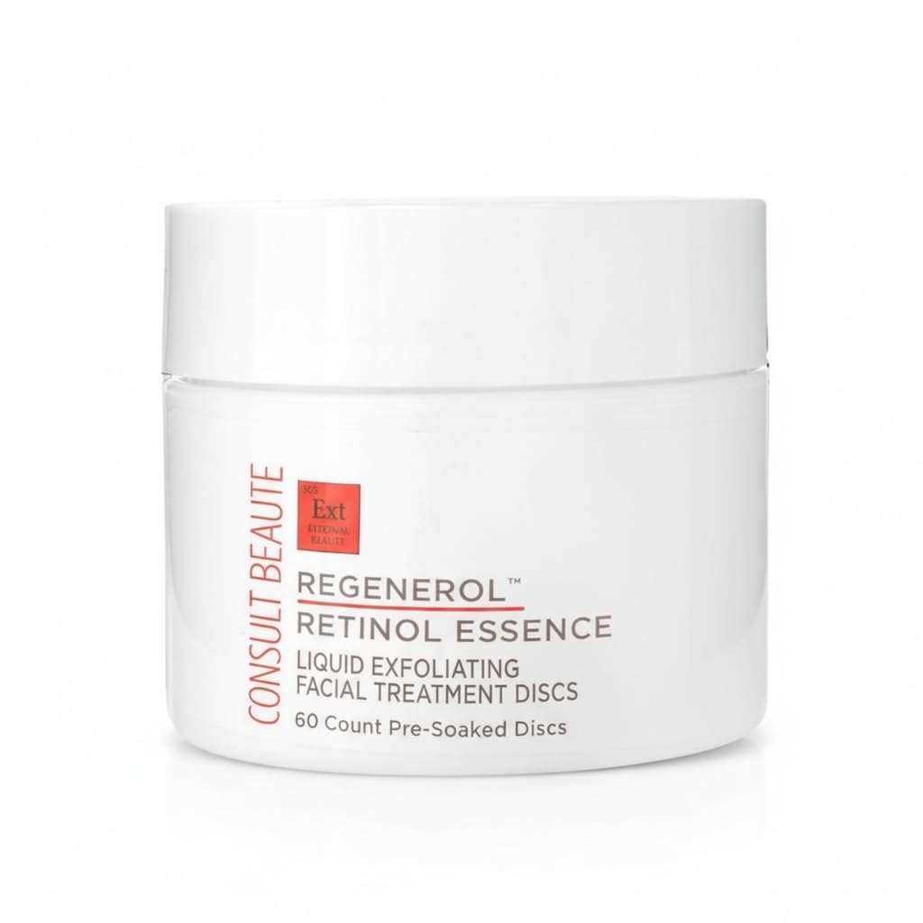 Consult Beaute - Regenerol - Retinol Exfoliating Facial Treatment Discs - Micro Exfoliation for Face - Smoother Skin - 60 Disposable Wipes