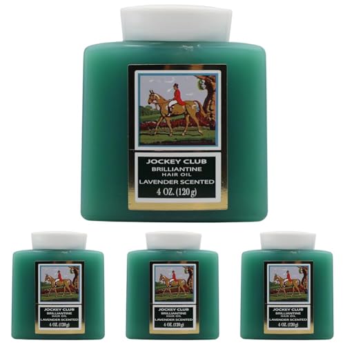 Midway Importing Jockey Club Solid Brilliantine Hair Styling Oil, Helps Softens All Hair Types, Lavender Scented, 4 Fl Oz Plastic Jar (Pack of 4)