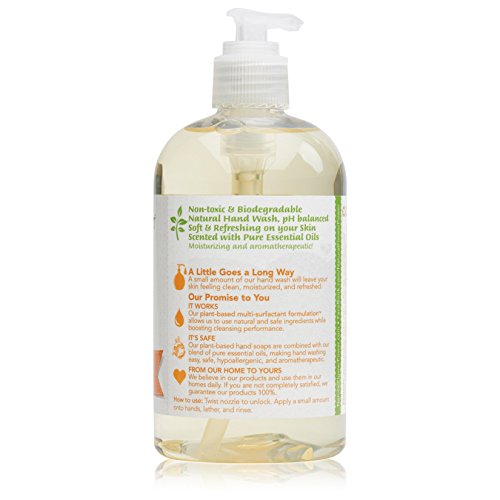Natural Flower Power Moisturizing Liquid Hand Soap – Citrus & Spice – Plant-Based + Aloe Vera – Scented w/ Essential Oils – Natural Hand Wash Kitchen + Bathroom – 12 Fl Oz Pump Bottles (Pack of 3)
