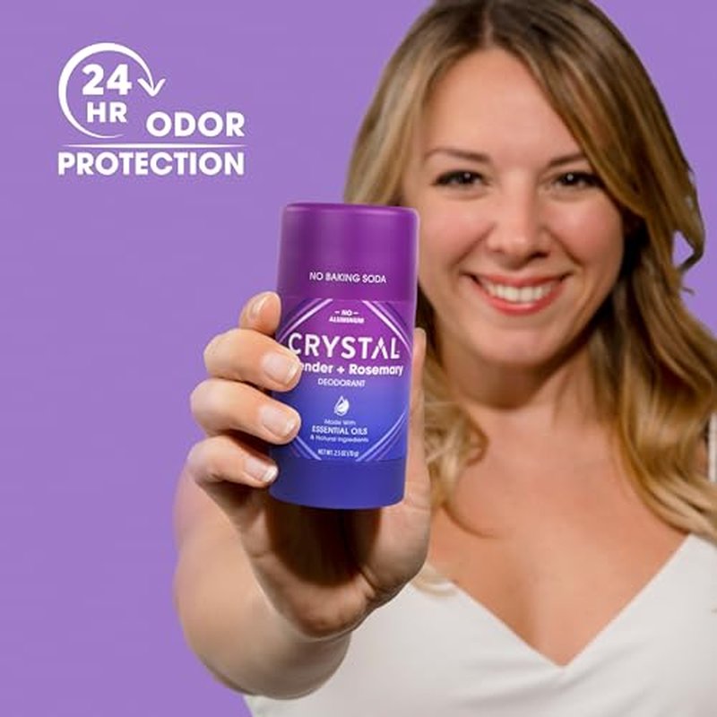 Crystal Deodorant Magnesium Solid Stick Natural Deodorant, Lavender + Rosemary, 2.5 oz (Pack of 2)