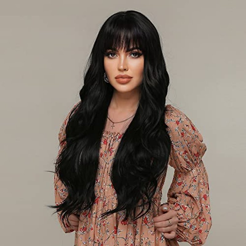 BERON 14 Inches Ombre Blue Wig Short Curly Wig with Bangs Blue Ombre Wig Synthetic Wigs Women Girls Ombre Wig with Wig Cap