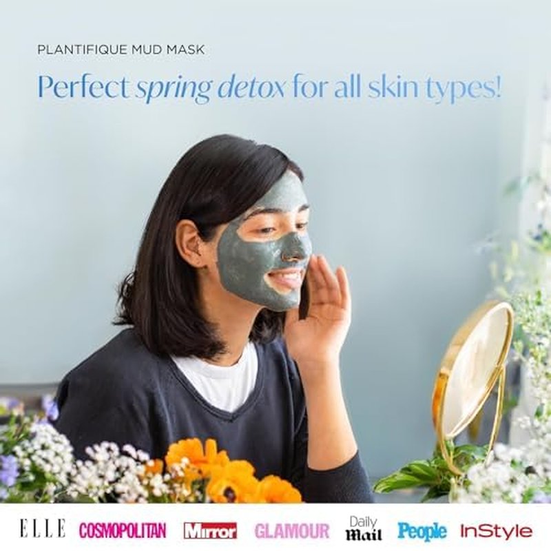 PLANTIFIQUE Korean Skin Care Detox Face Mask with Avocado & Superfoods - Hydrating Clay Mud Mask Dermatologist Tested for Face and Body - Vegan Skincare 3.4 Oz/100ml