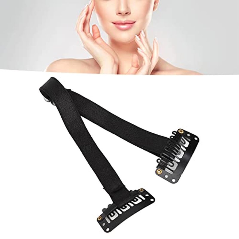 4pcs Facelift Bands with Clips, Elastic Facial Belt Eye Wrinkle Removal Belt, Facelift Patch Straps for Hair (Black)