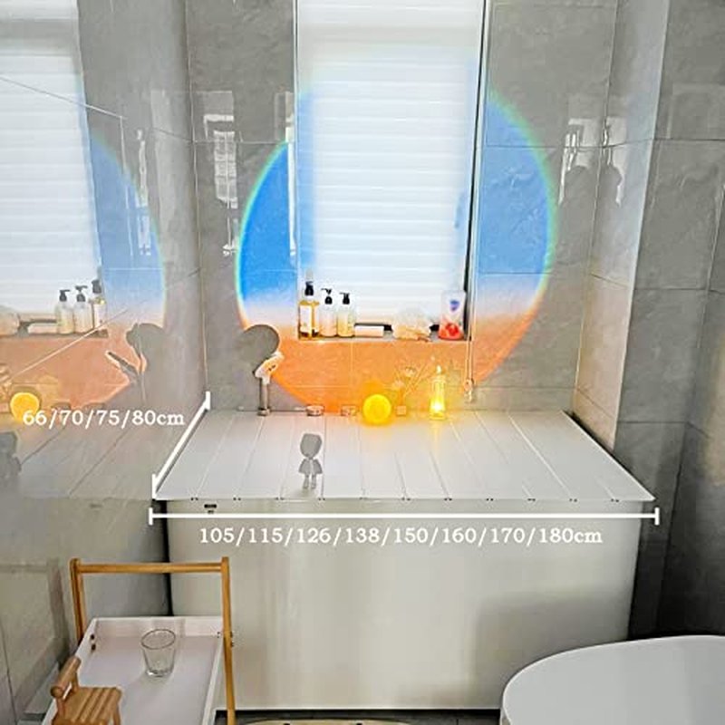 Bathtub Tray, Foldable Anti-dust Bathtub Cover Bath Insulation Cover, PVC Shutter Bath Lid Fit Most Tubs, Can Store Wine Glass, Books, Tablets, Cellphones
