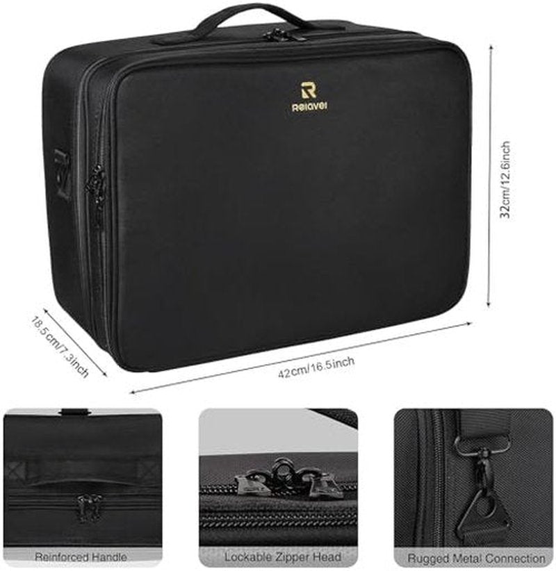 Extra-large Makeup Case, a Must for Double-layer Travel, a Storage Case for Professional Makeup Artists to Put Cosmetics, with Adjustable Partitions and Support