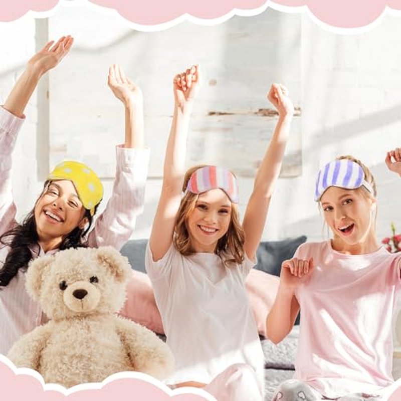 Xuhal 24 Pcs Spa Party Favors for Women Soft Makeup Headband for Washing Face Sleepover Party Supplies Sleep Eye Mask Bow Hair Bands for Sleepover Shower Gifts(Dots and Stripes)