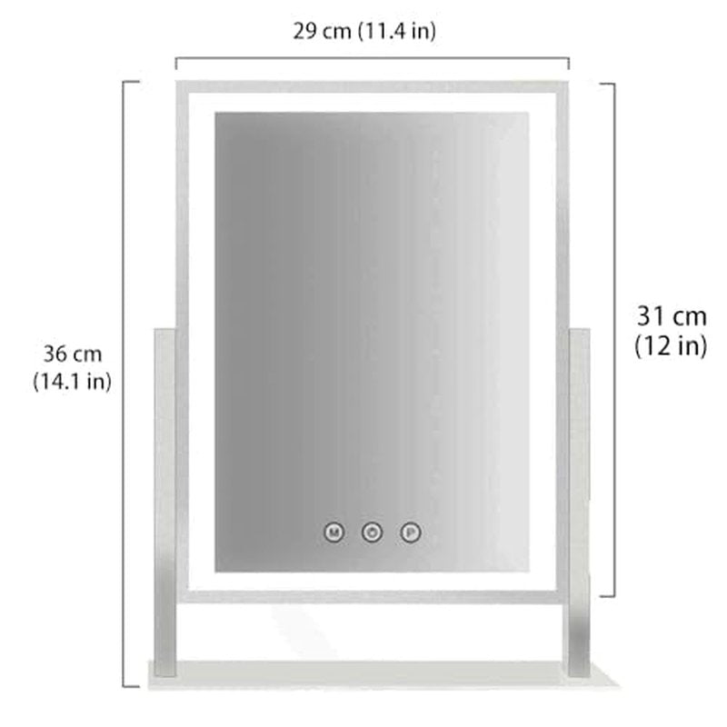 HIEEY Hollywood Vanity Mirror with Lights, Makeup 9 Dimmable Bulbs Three Color Lighting Modes, and 5X Magnification Mirror, Smart Touch Control, 360°Rotation (White)