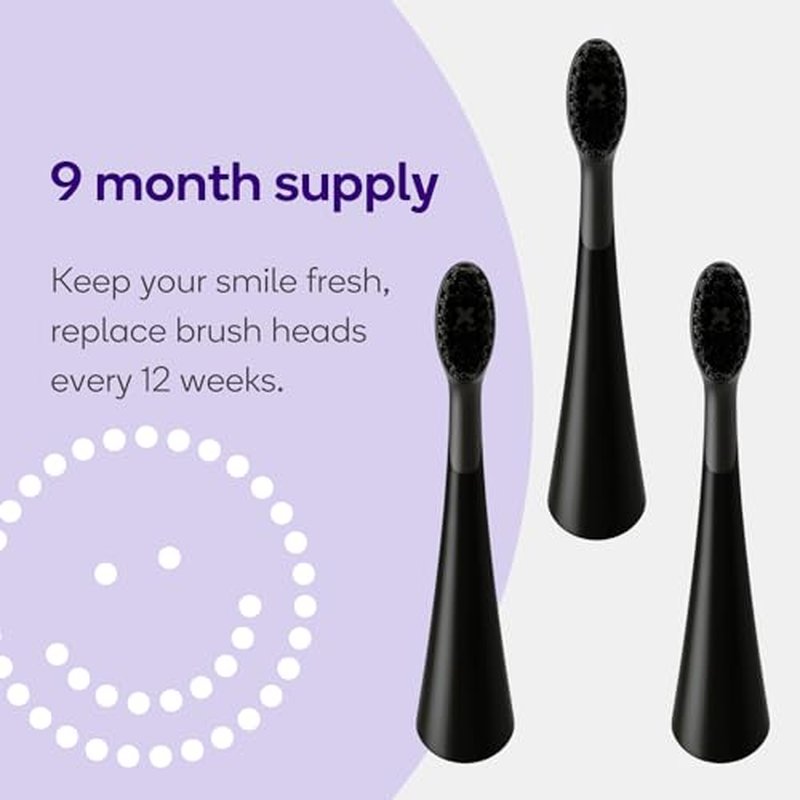 BURST Toothbrush Heads - Electric Toothbrush Replacement Heads for BURST Curve Sonic Toothbrushes - (Black)