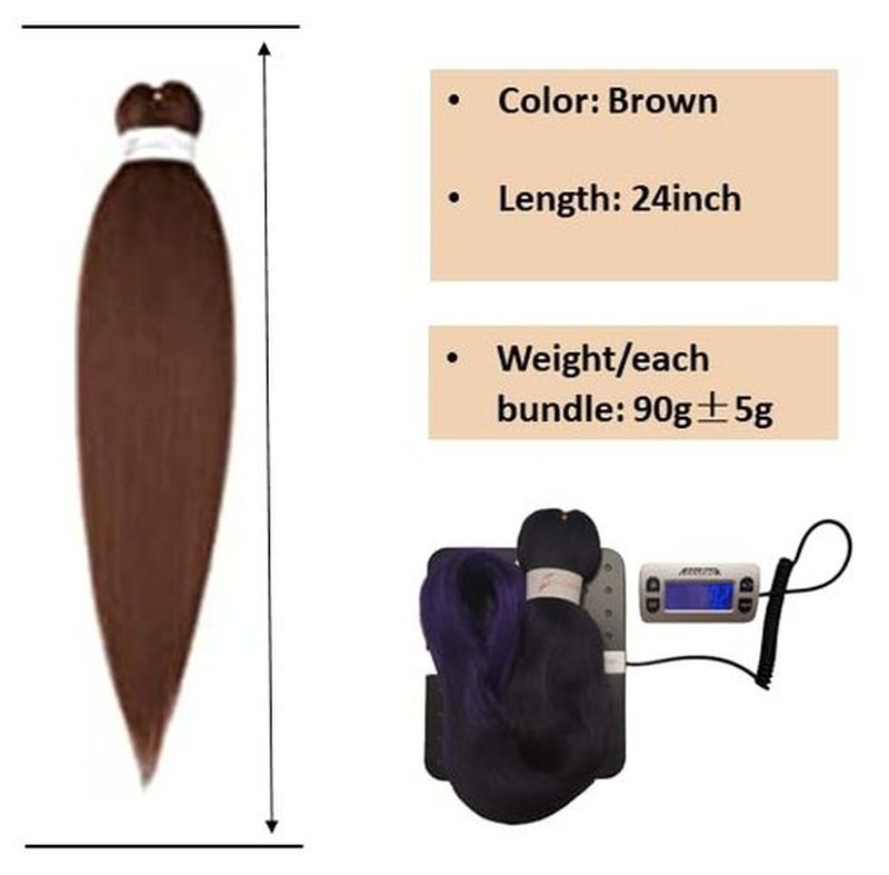 Braiding Hair Extension Jumbo Ombre Colorful for Crochet Braiding 6 Packs (High temperature, Synthetic Fiber, 24 inches) (8 Bundles Easy Braids, Brown)