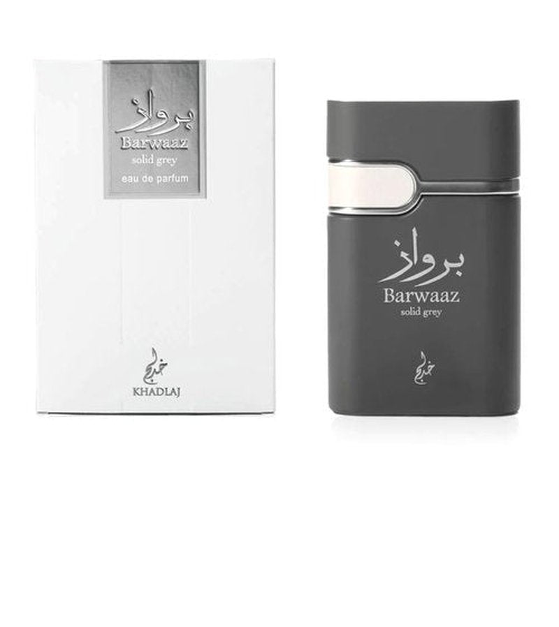 KHADLAJ PERFUMES Barwaaz Solid Grey Eau de Parfum Spray for Unisex, 3.4 Ounce
