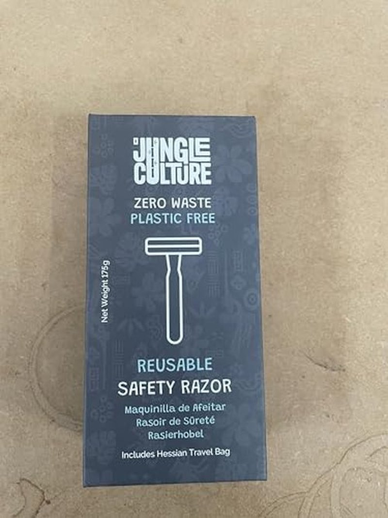 JUNGLE CULTURE Black Mens Safety Razor with 10 Double Edge Blades • Single Blade Razors for Men & Women • Men’s Safety Shaving Razors • Reusable & Plastic Free • US/UK Company