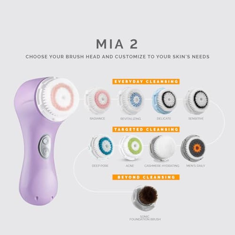 Clarsonic Facial Cleansing Brush System, Mia 2 Sonic Face Scrubber, Lavander