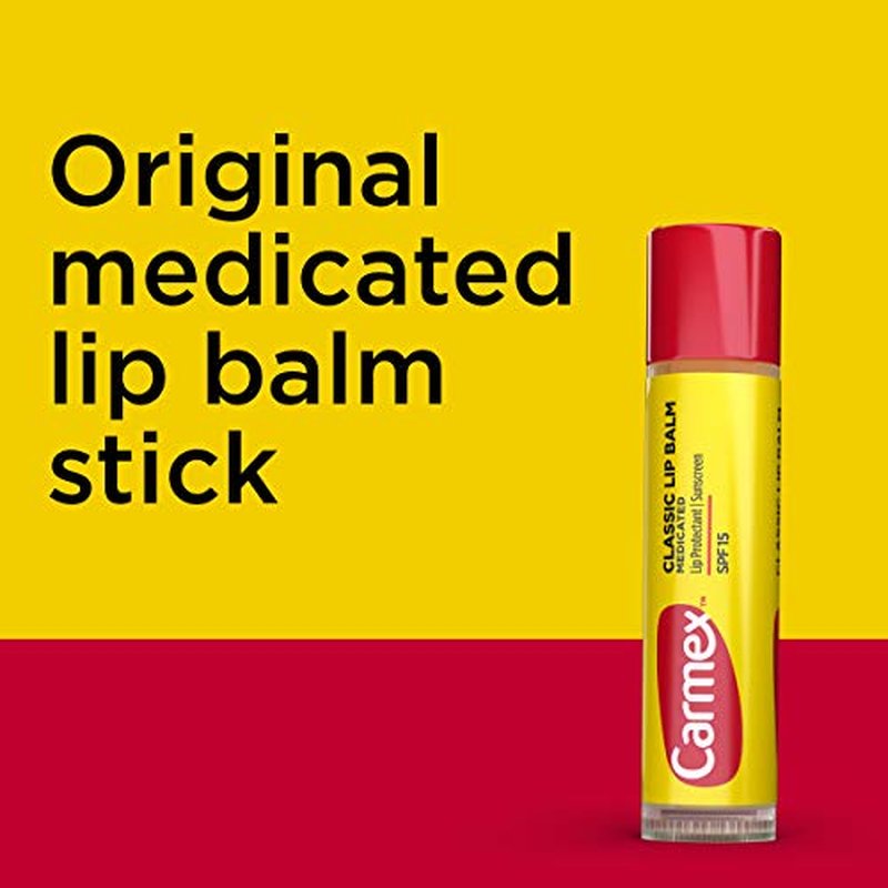 Carmex Classic Medicated Lip Balm Sticks, Lip Moisturizer for Chapped Lips, 12 Count (4 Packs of 3)